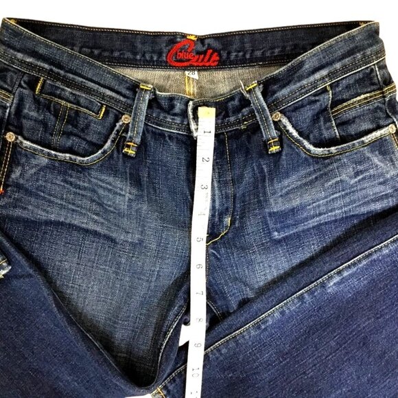 Vintage BLUE CULT Women Low Rise Slim Jeans 28x32 Y2K Grunge USA Dark Denim - Picture 6 of 11